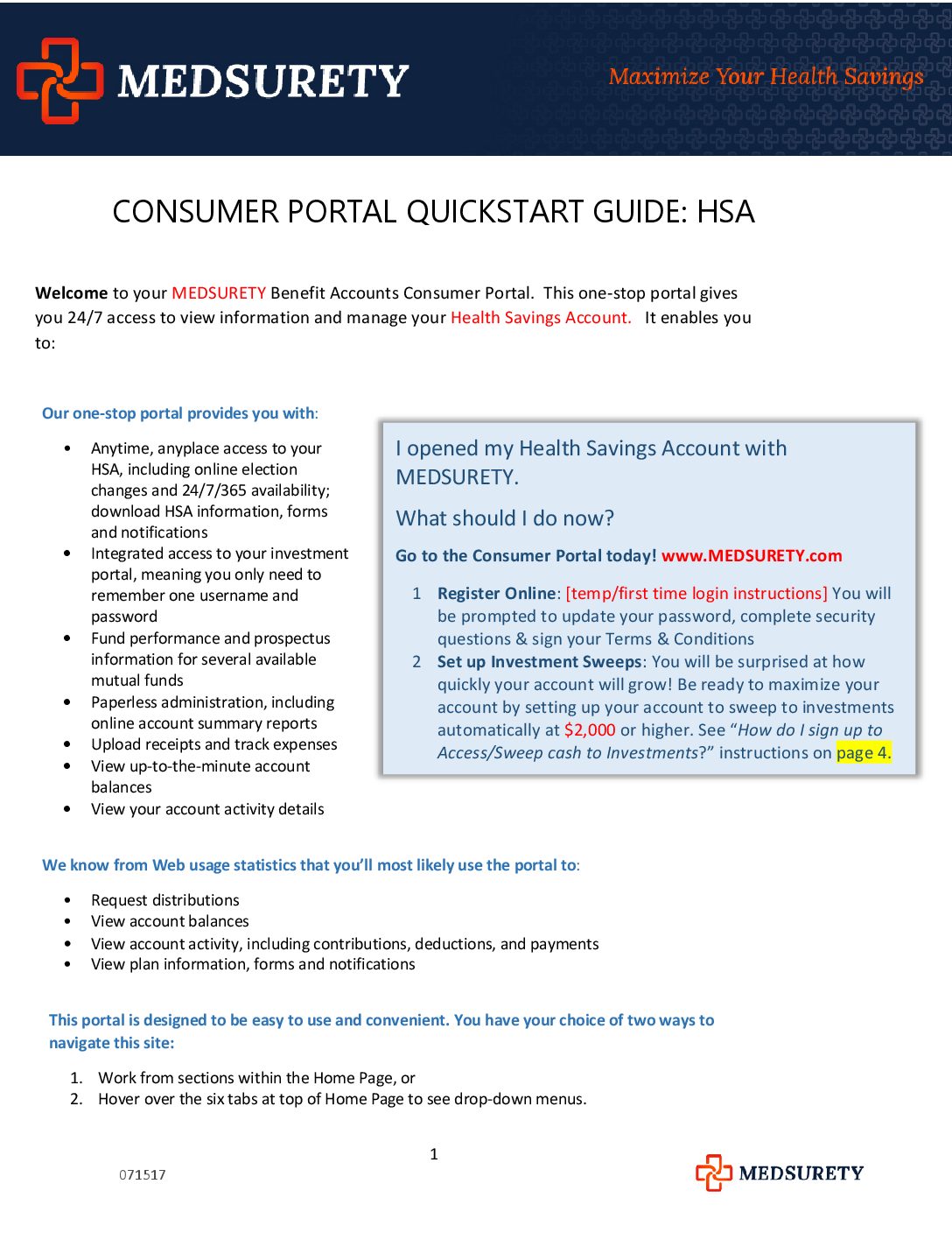 Employee Portal HSA QuickStart Guide_071517 - MEDSURETY
